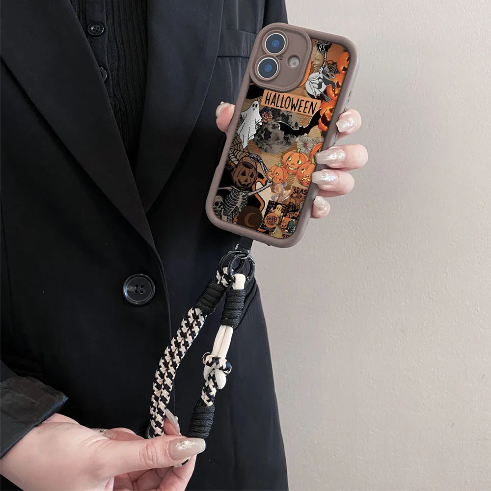 Cxd5 할로윈 롱 로프 커버 레드미 노트 14 14s 13 12 11 10 9 8 7 프로 플러스 13C 12C 14C 9C 10C 크로스바디 랜야드 폰 케이스