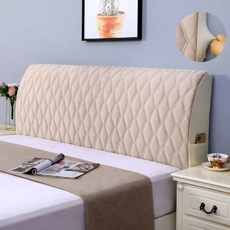 

All-inclusive Headboard Velvet Soft Plush Protector Quilted Elastic Thicken Cover Head Furniture Bed Back Dust