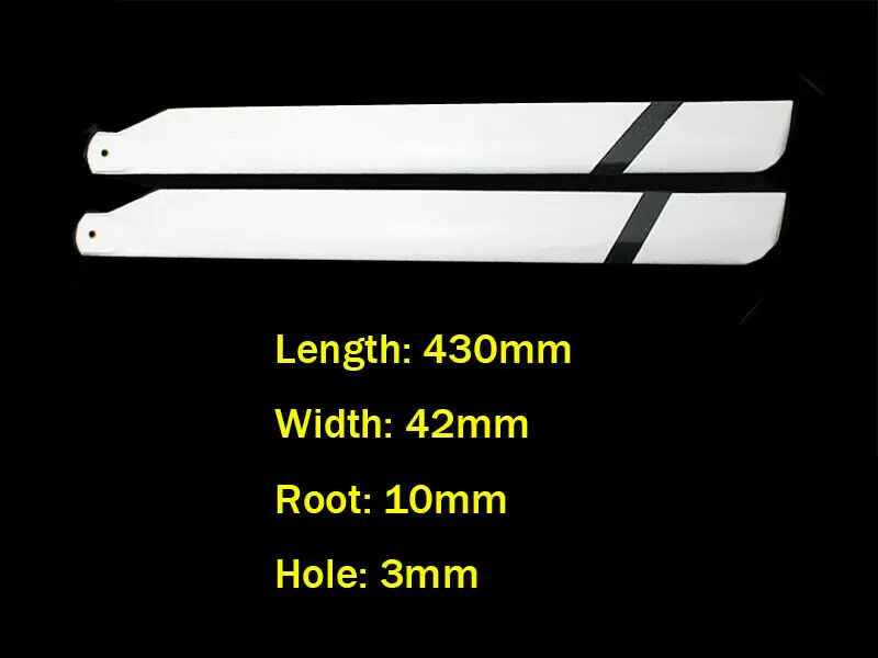 500 RC Helicopter 430mm Glass Fiber Main Rotor Blades For Align Trex 500