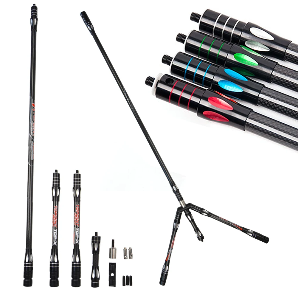 PR634 barre d'équilibre tir à l'arc stabilisateur de carbone stabilisateur d'arc composé recourbé 30/10/5 pouces tige 40 degrés v-bar cible de tir