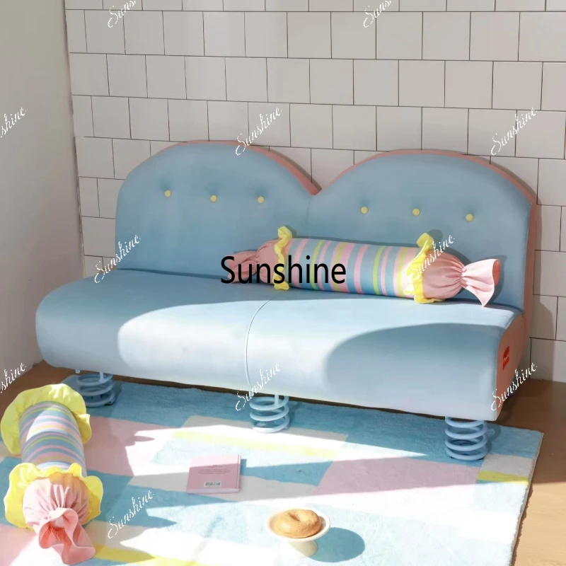 

Design color niche contrasting color three-person lazy fabric living room sofa