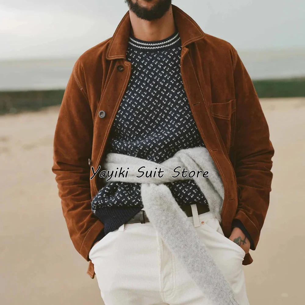 

Элегантный мужской костюм Верхняя мужская замшевая куртка Новые костюмы и пиджаки для мужчин Роскошные мужские весенние пальто Усовершенствованные внешние мужские куртки