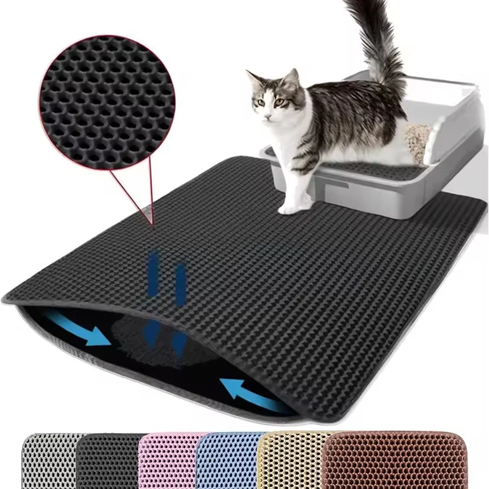 Katzenstreu-Matte Wasserdicht Doppelschichtig Haustier-Toilettenmatte Rutschfeste Waschbare Reinigungsmatte für Katzen