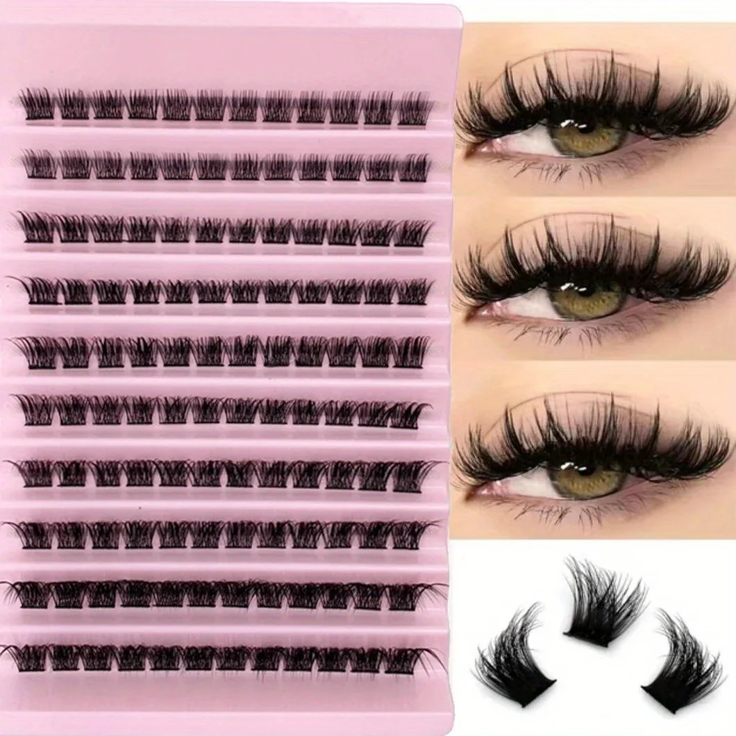 3Boxes(360pcs) Lash Clusters Cluster Lashes 8-16mm Individual Lashes Natural Look D Curl Fluffy Cluster Lashes DIY Eyelash