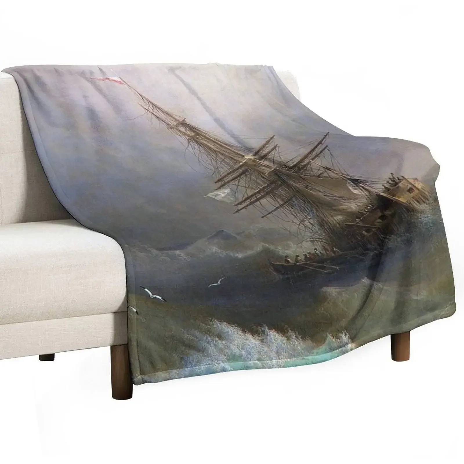 Ship in the Stormy Sea - Ivan Aivazovsky - 1887 Throw Blanket Blankets For Baby Softs Comforter Summer Blankets