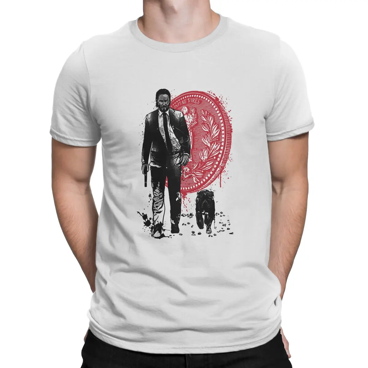 Lone Hitman And Cub T-Shirt Men John Wick Novelty Tee Shirt Round Collar Short Sleeve T Shirt Gift Idea Clothes