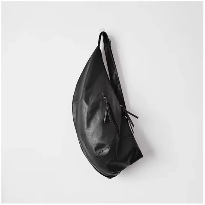 Stylish Black Dumpling Shoulder Bag Men's Cross Bag