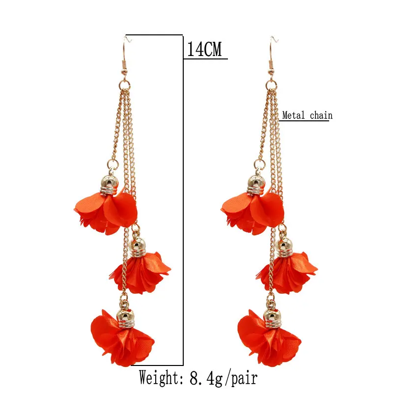 New Fashion Flower Pendant Earrings For Women Boho Earrings Long Tassel Flower Earrings Female Glamour Statement Jewelry Gifts