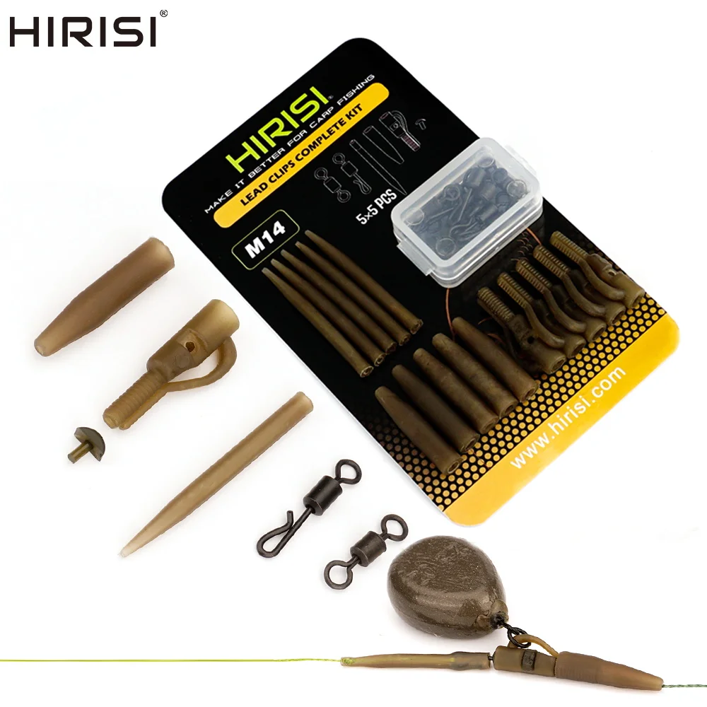 Hirisi Carp Fishing Lead Clip Quick Change Swivel Tail Rubber Anti Tangle Sleeves Carp Rigs Sleeve Beads Accessories M14
