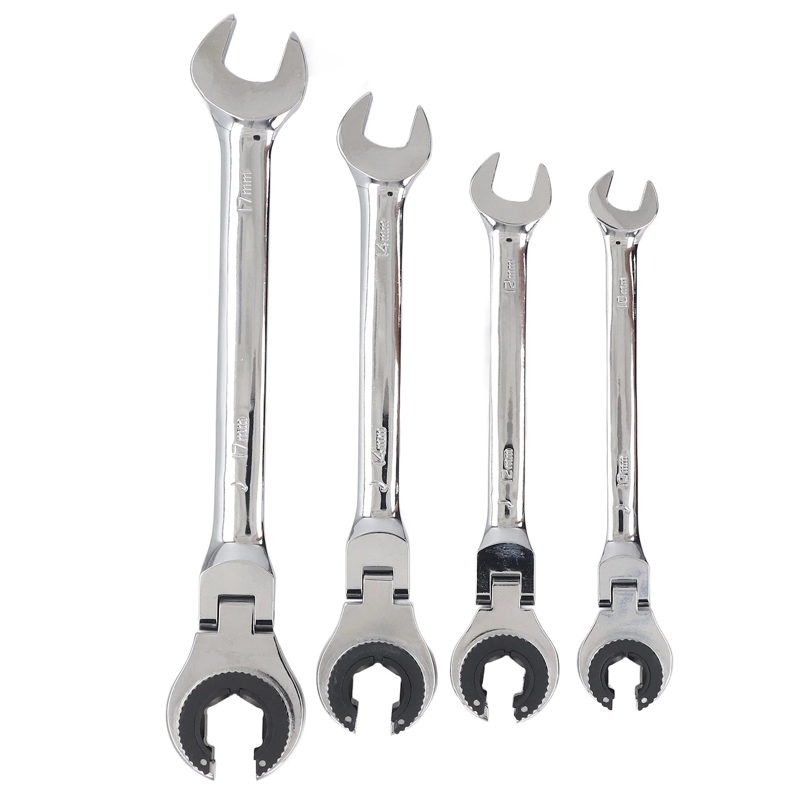 Brake Line Wrench Set 72Teeth Adjustable Angle Double Head Design 10mm 12mm 14mm 17mm Multifunctional Ratcheting Tubing Wrenches