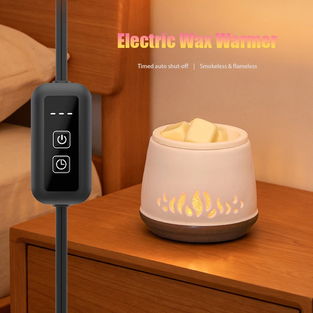 New Ceramic Electric Candle Warmer, Indoor 4-in-1 Aroma Candle Burner, Smokeless Wax Melter, Timed Aroma Lamp for Home Decor