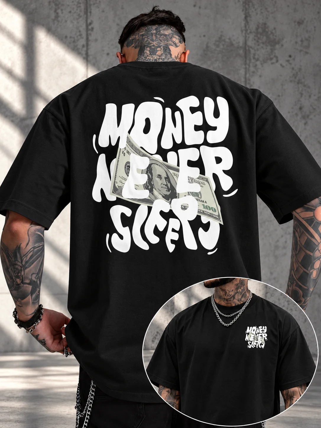 American New Neutral Fly Rich Graphic T-shirt Printed Men's and Women's Y2K Summer Short-sleeved Oversized T-shirt Street Top