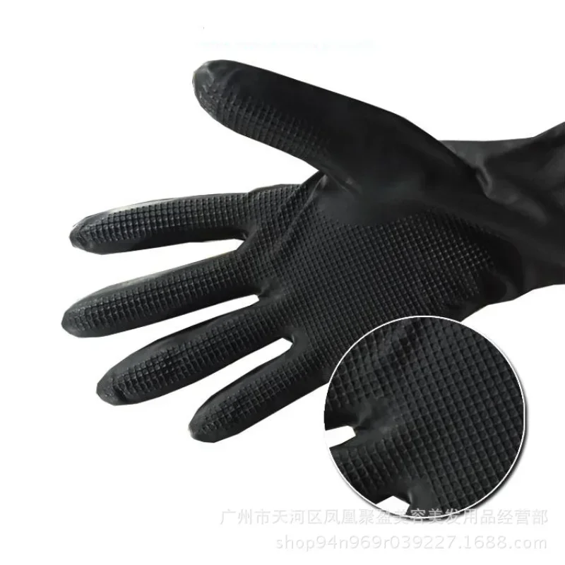 Gants en Caoutchouc pour Cheveux Tehonneur en Salon Noir, pour Perm Curling, Coiffure, Degré de Chaleur, Doigt, Étanche, isoto