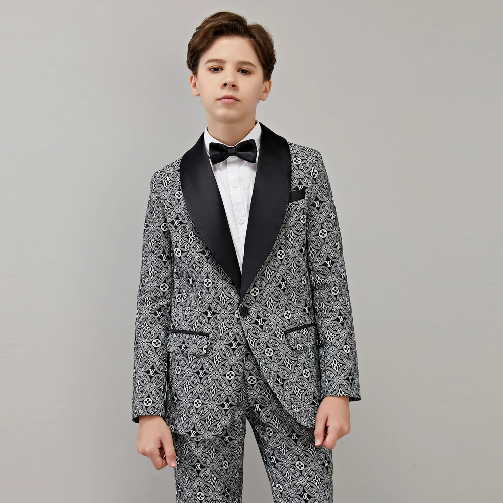 Spring Autumn Big Boys Wedding Suit Teenager Kid Formal Tuxedo Dress Children Blazer Party Performance Costume Jacket+Pants 2PCS