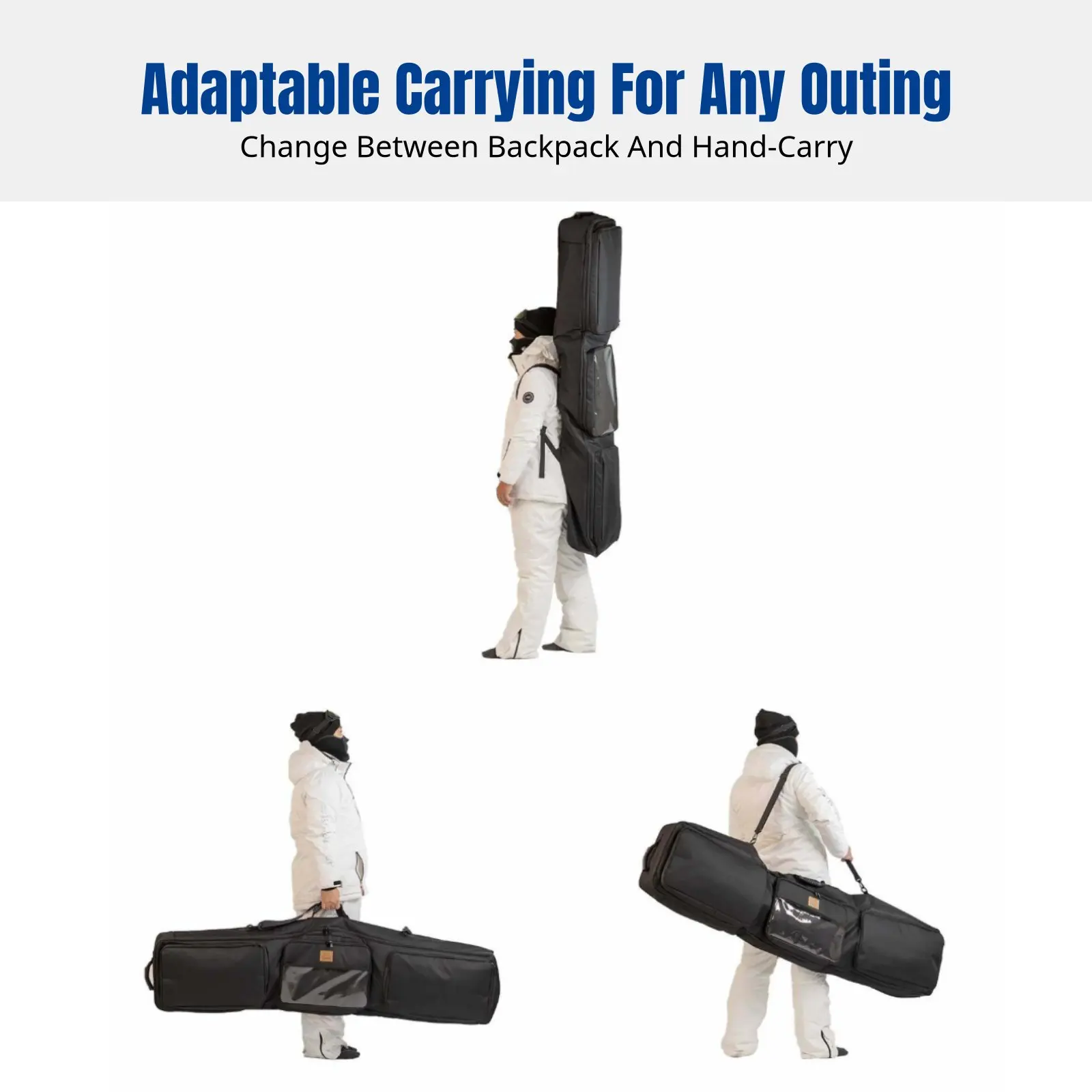 

Universal Ski Bag, Snowboard & Double Board Storage, Waterproof, Dry-Wet Separation, No-Wheel, Large Capacity, 164x35cm