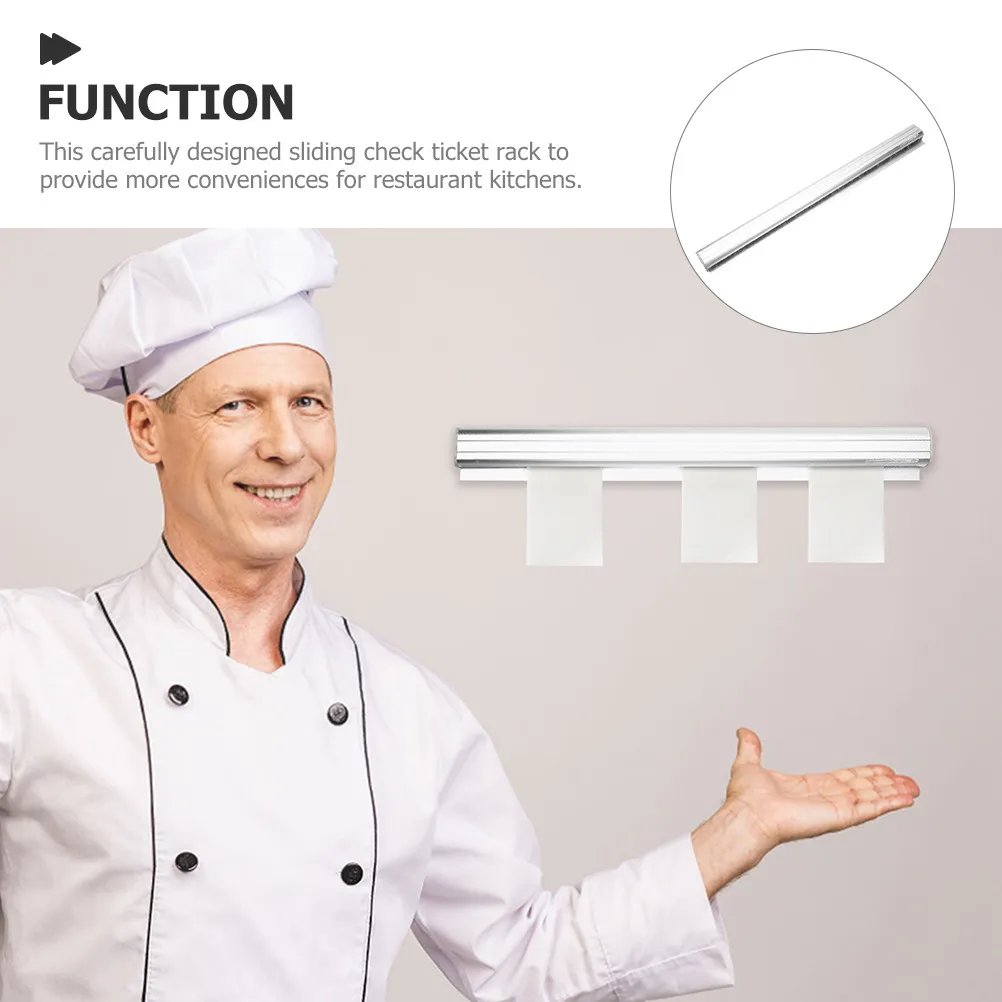 Aluminum Alloy Ticket Holder for Restaurant Kitchen Slide Receipt Holder Order Bill Organizer Easy Install Remove Convenient