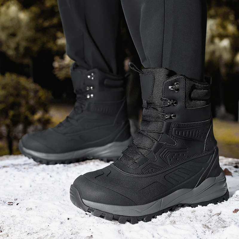 

Winter Warm High-top Boots For Men Wear-resistant Slip-resistant Snow Boots Outdoor Sneakers Hiking Boots Climbing Shoes