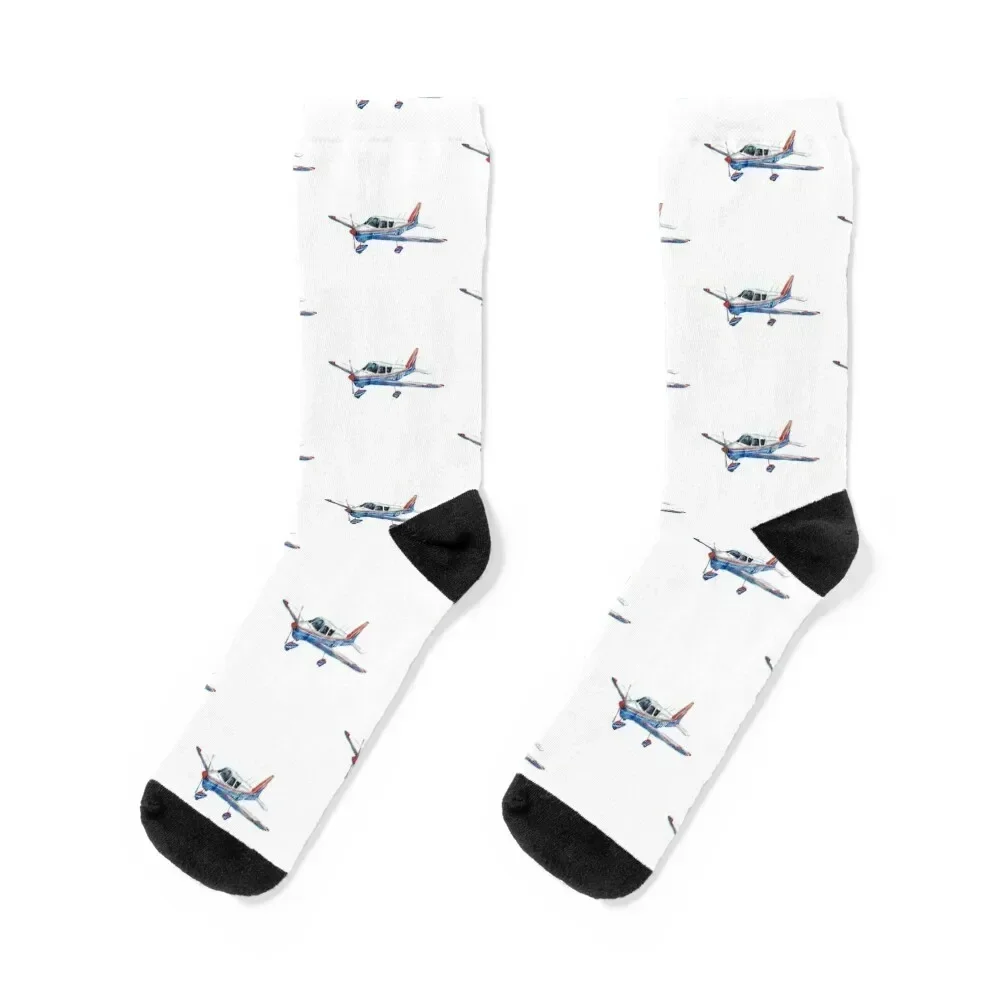 

Airplane cherokee piper 180 aircraft print plane Socks moving stockings luxury aesthetic cartoon Socks Men Women's