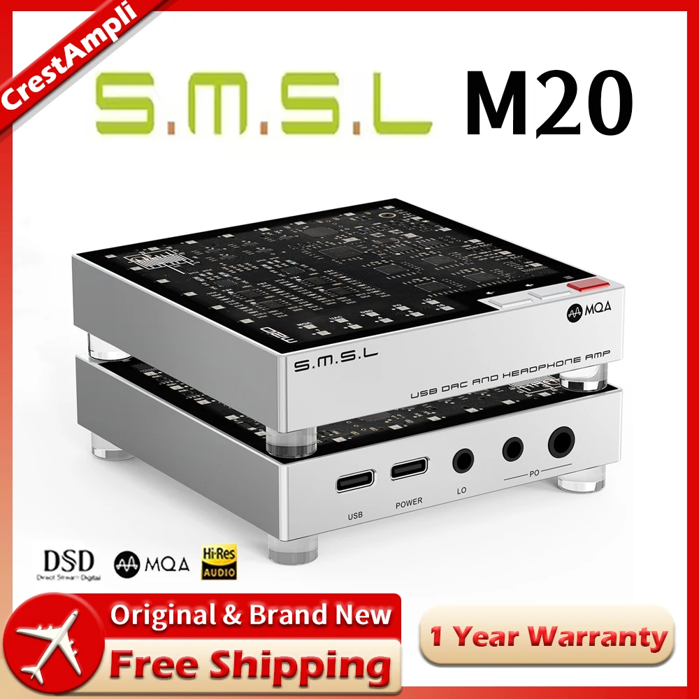 

SMSL M20 Hi-Res Gaming Audio Decoder CS43131*4 TPA6120A2*2 Chip MQA XU316 DSD256 USB Input 3.5mm 4.4mm jack Headphone Amplifier