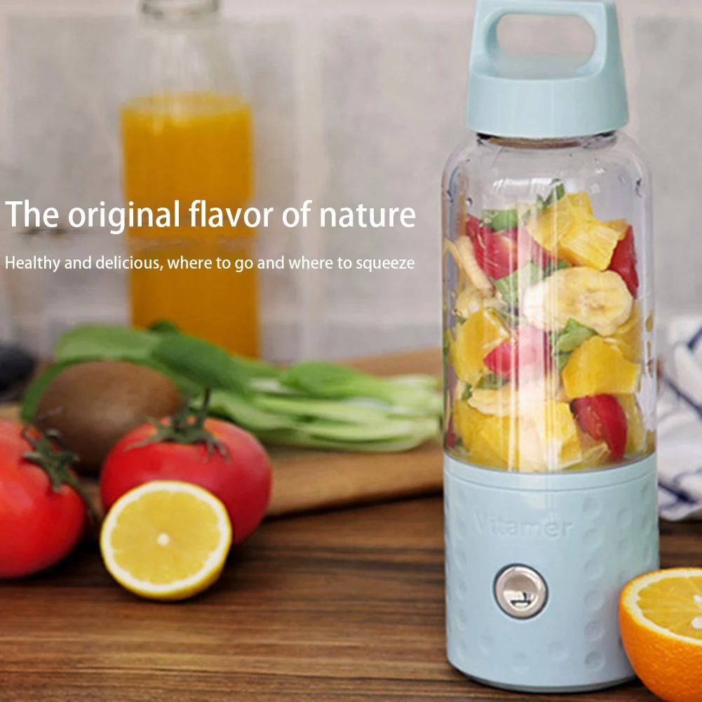 500ML 4000MAh Portable Smoothie Blender Mini USB Mixer Electric Juicer Charging Vitamer Fruit Juicer Pink