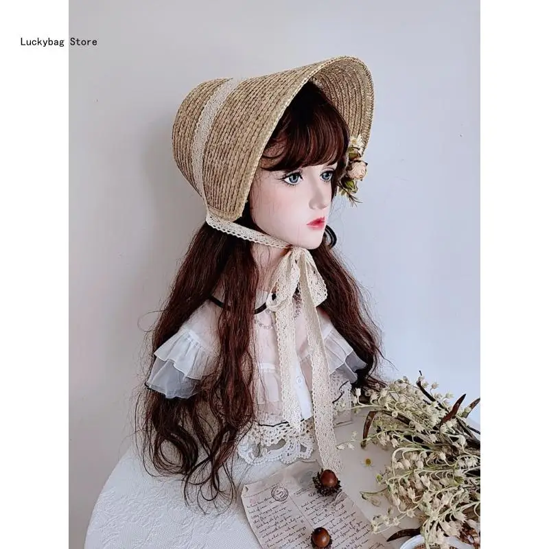 Sweet Girl Sun LolitaStyle SummerBeach Straw Hat PhotoShooting Headdress