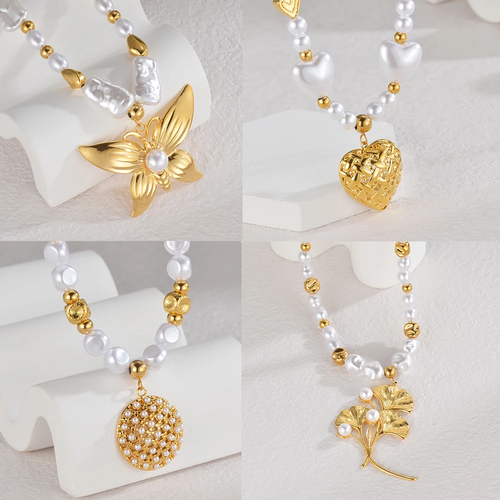 Pearl Choker Necklace Vintage - Kalung Mutiara Geometris Tidak Beraturan Beberapa