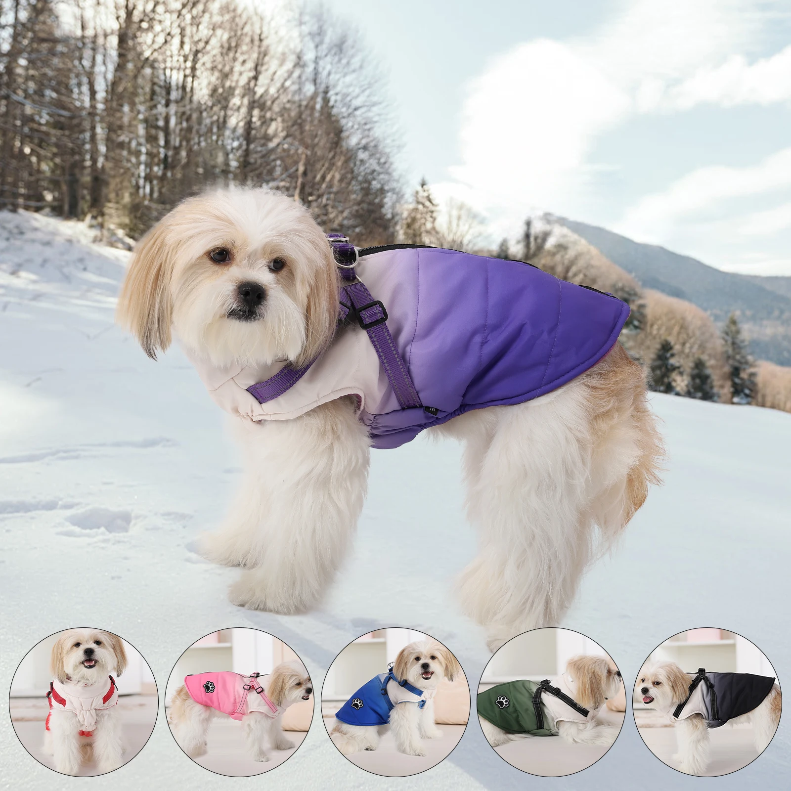 Warm Chihuahua Dog Cat Clothes Winter Small Dogs Puppy Coat Thick Cotton Pet Jacket With Zipper Outfits Clothes With Harness