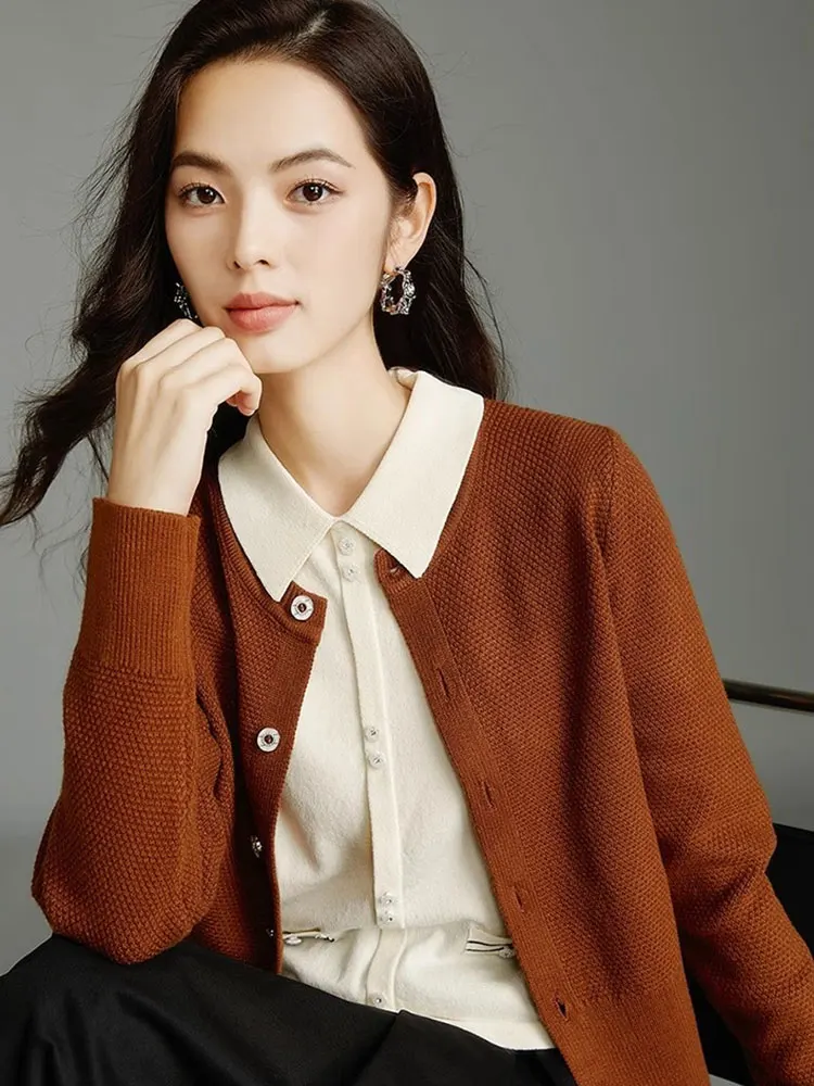 ピュアカラー ニットトップス スリミング スタイリッシュ 通勤 シンプル ベーシック イート ファッショナブル 韓国風 スリム レギュラーフィット 春デザイン