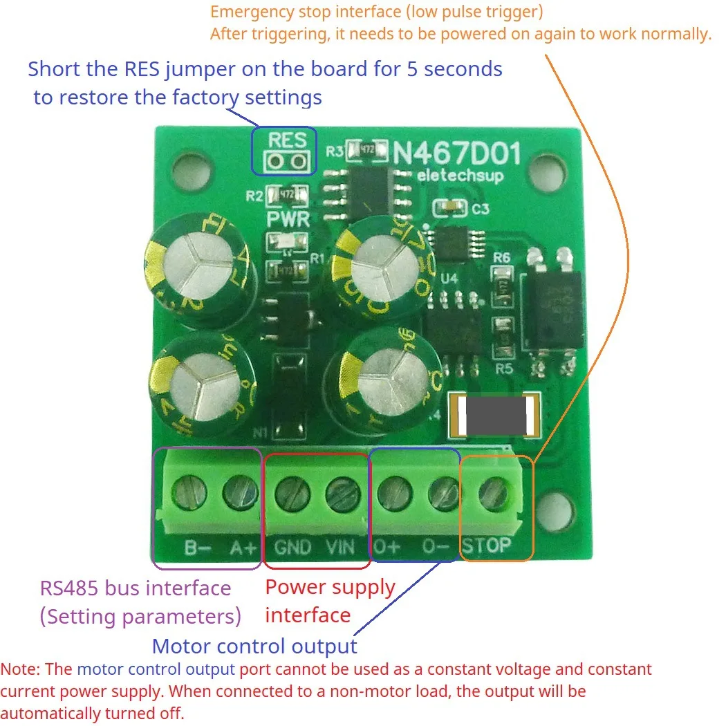 Small MODBUS RTU Linear Geared Motor Driver N467D01 DC 8-30V 1A 2A Forward Reverse Stop Delay Timer Controller RS485 PLC IO