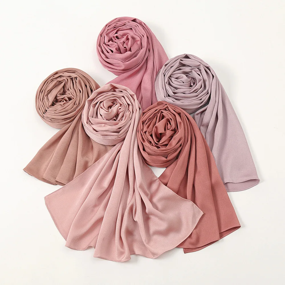 

Crinkle Satin Hijab for Muslim Women Crepe Plain Shawl Wrinkle Solid Long Turban Islam Headscarf Solid Color Head Wrap Fashion