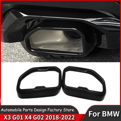 2Pcs For BMW X3 X4 G01 G02 M40i 2022-2023 Car Stainless Tail Throat Exhaust Pipe Muffler Tip Cover Body Kits Tuning Accessories