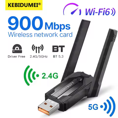 2in1 900Mbps Bluetooth 5.4 USB Adapter 5dBi Antenna WiFi6 Network Card Dongle 2.4G&amp;5GHz Wlan Signal Receiver For PC Driver Free