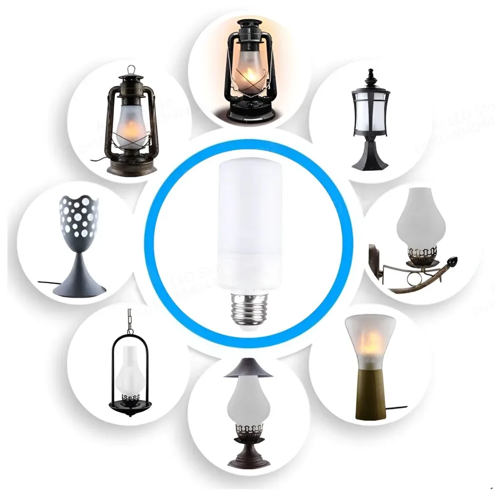 E27 E14 B22 LED لهب لمبة 9 واط أربعة طرق لهب لمبة وامض LED ديناميكية لهب تأثير الضوء AC8V-265V 78SMD 2835 ضوء لمبة