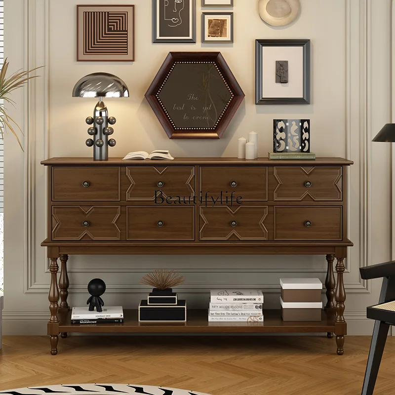 

Pure solid wood ivory white with pumping porch cabinet living room storage wine cabinet