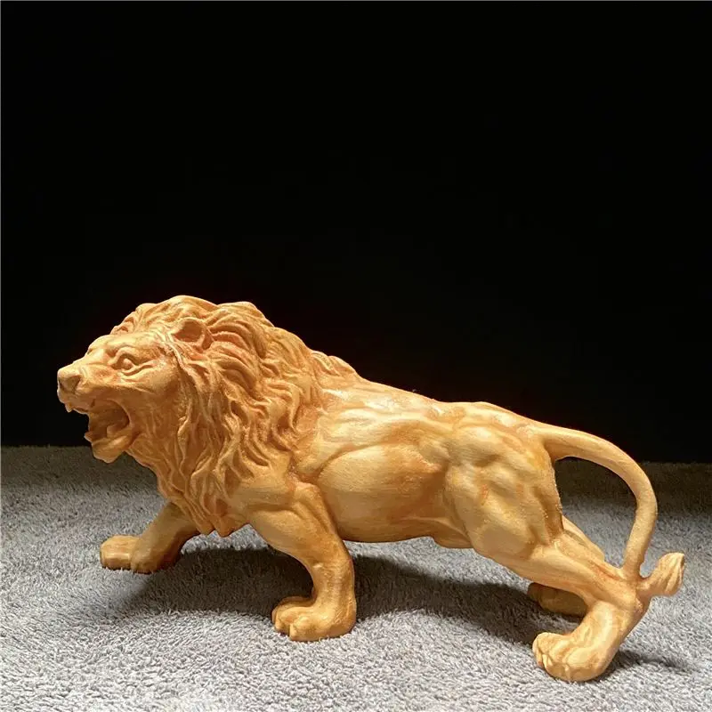 

Yabai Boxwood Carving Home Office King of Beasts Lion Animal Decoration
