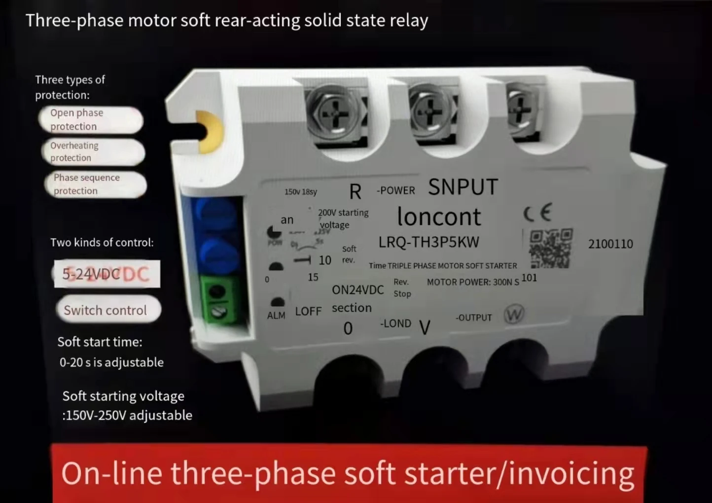 

LSA-TH3P70Y Three-phase AC Phase Shift Voltage Regulator Module 70A Power Regulator 4-20mA Torque Motor Controller 0-10V