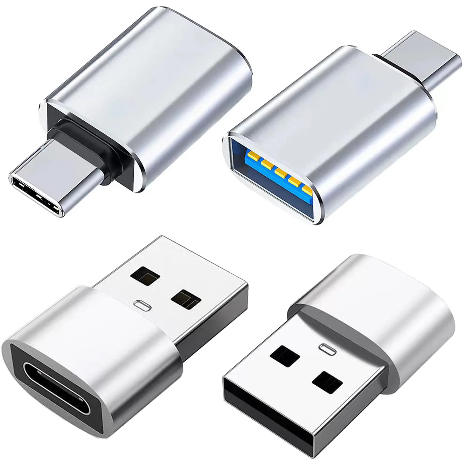 4Pcs USB C Male to USB 3.0 Female Converter Adapter & USB 2.0 Male to USB C OTG Adapter for Charging and Data Transmission