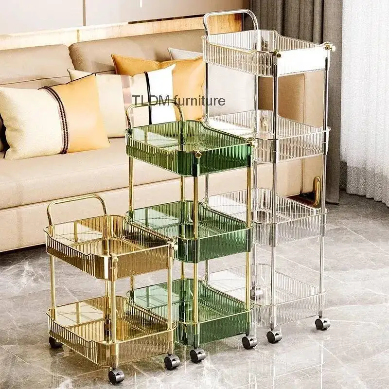 Kitchen Multi-layer Trolleys for Living Room Bedroom Toy Snack Organizer Cart with Wheels Movable Kitchen Storage Auxiliary Cart