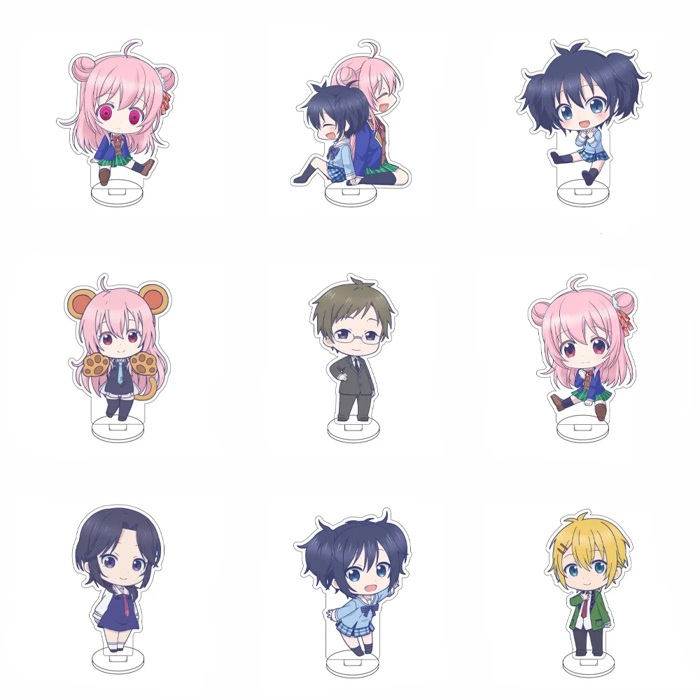 Figura de Anime Happy Sugar Life de 10CM, modelo de soporte Matsuzaka Satou/Koube Shio/Koube Asahi, decoración de escritorio bonita, letrero de pie, regalos