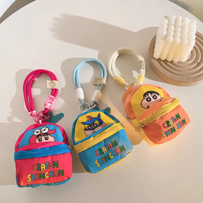 Crayon Shin-Chan Bag Mobile Phone Lanyard Wallet Earphone Case Storage Bag Anti Throwing Wrist Strap Cartoon Gifts for Boys Girl