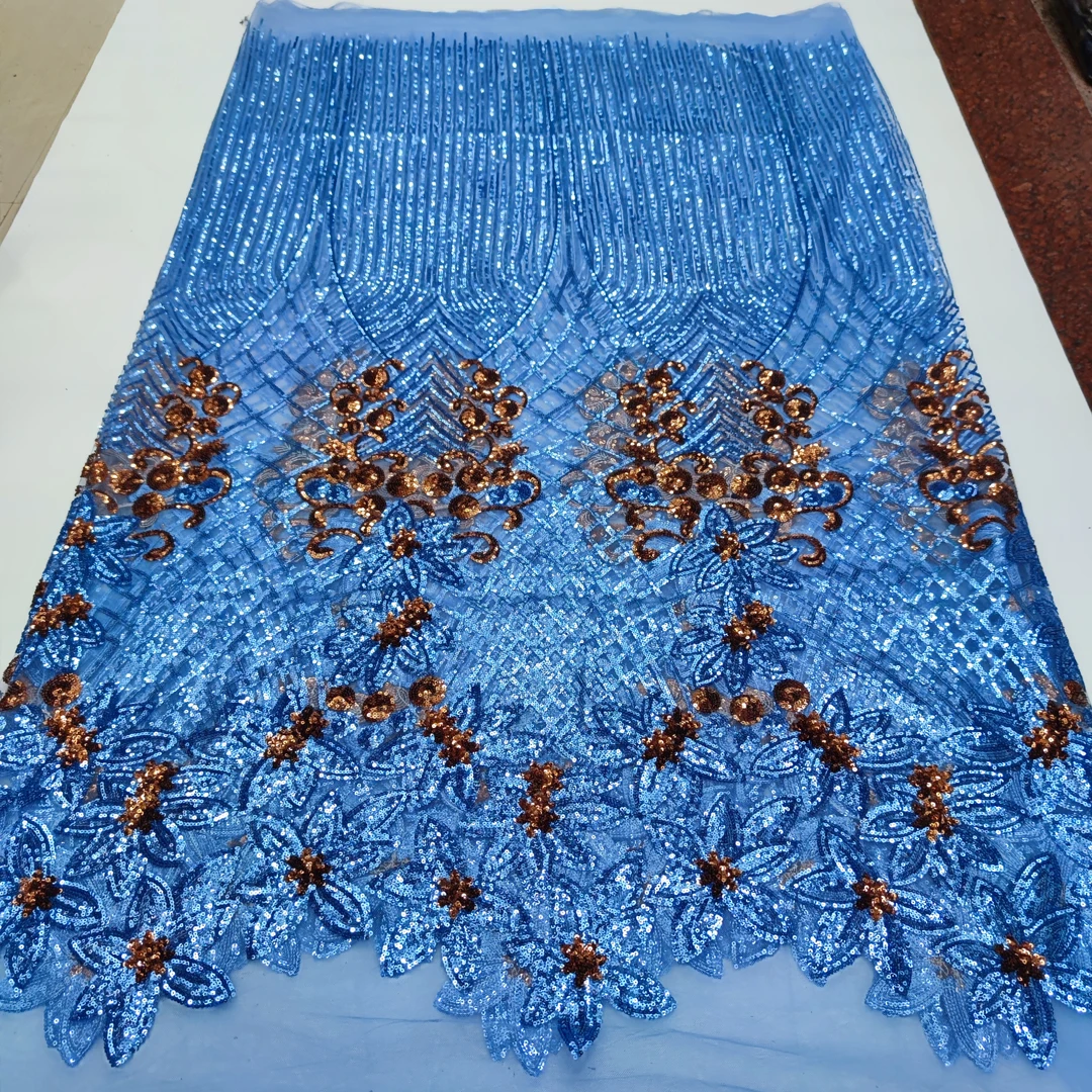 

(5yards/pc) High quality bling bling African tulle lace beautiful embroidered sequins French net lace for party dress FYY064