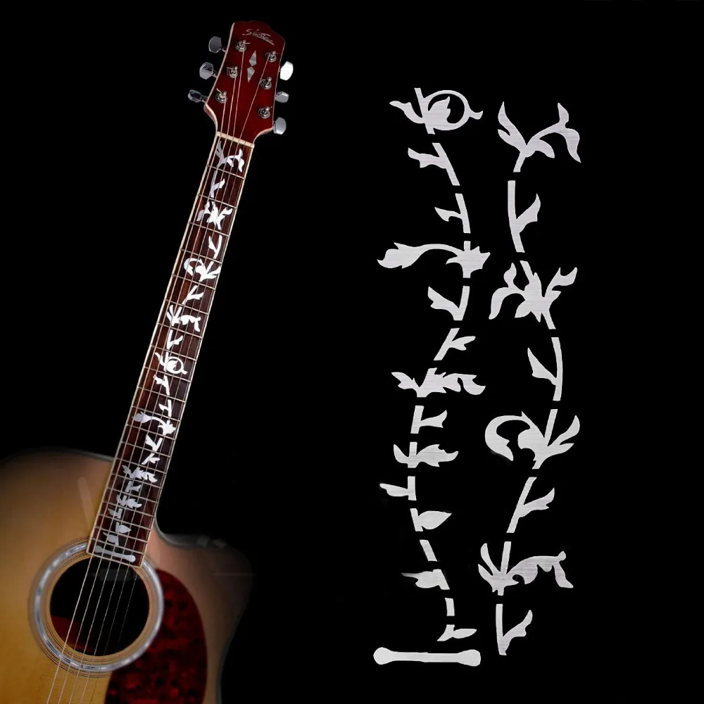 Guitar Neck Fret board Fret DIY Decoration Sticker for Electric Acoustic Guitar Tree of Life Sticker Silver White Pearl Sticker