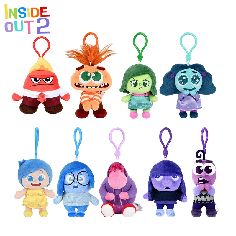 Inside Out 2 Doll Keychains Disney Anime Anxiety Anger Fear toy figurine Key Ring Bags Pendant Decor Kid Classic Toys Hot sales