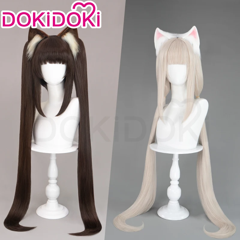 En STOCK peluca de Chocola/vainilla Nekopara Cosplay DokiDoki peluca de Halloween pelo largo marrón Chocola Cosplay orejas gorro de peluca sin vainilla