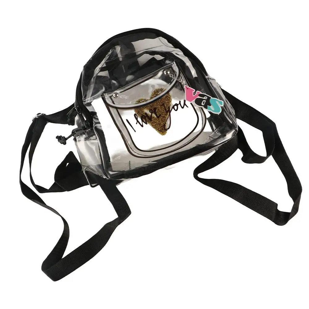 

Casual PVC Transparent Backpack Korean Style Crossbody Fashion Jelly Bag Large Capacity Love Heart Outdoor