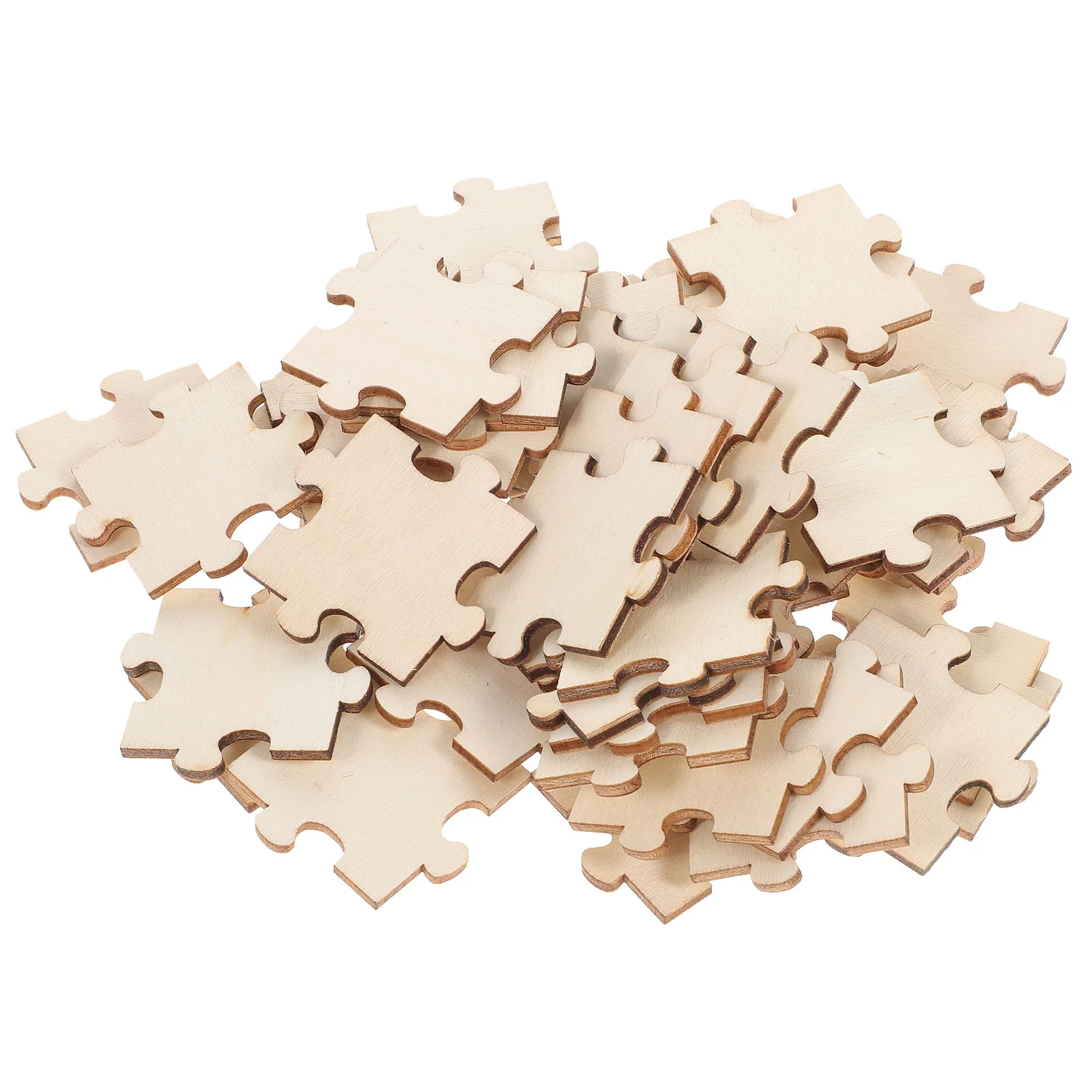 

100 Pcs Wooden Puzzle Unfinished Blocks Kids Adults Craft Paintable Jigsaw Blank Puzzle Pieces Projects