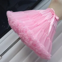 Women's Pink Petticoat Skirt Adult Puffy Tutu Skirt Layered Ballet Tulle Pettiskirts Dress Cosplay Costume Underskirt