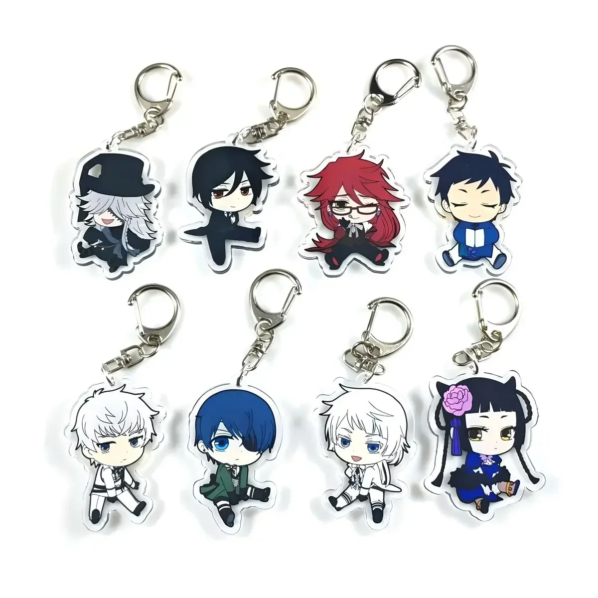 Black Butler Acrylic Cartoon Anime Pendant Keychains Holder Car Key Chain Key Ring Phone Bag Hanging Gifts Accessories