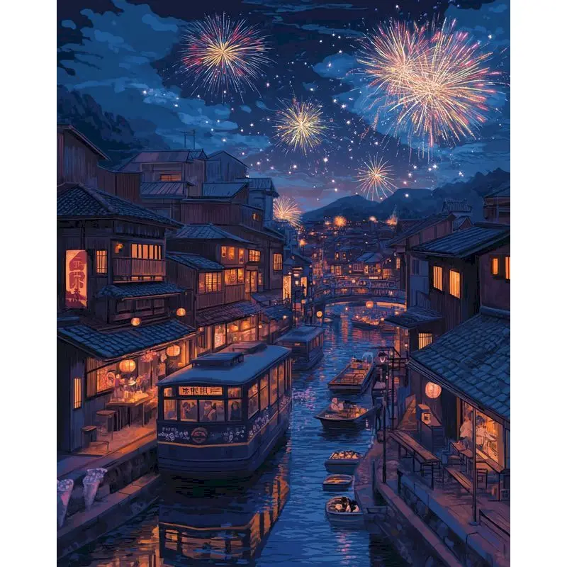 

RUOPOTY DIY Pictures By Number Scenery Kits Painting By Numbers Night City Drawing On Canvas Hand Painted Picture Gift Home Deco