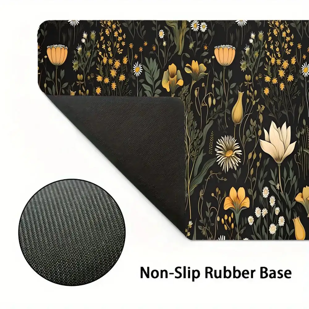 Alas Mouse Bunga Tanaman Vintage Alas Mouse Gaming Besar Anti-selip Aksesori Kantor Tablet Laptop Alas Permainan PC Mini